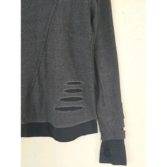 RedBridge Men Ripped Layers Longsleeve Sweatshirt Anthracite Size Medium Black - Picture 4 of 13